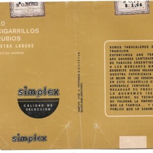 MARQUILLA DE CIGARRILLOS SIMPLEX 20 INDUSTRIA ARGENTINA SOFT