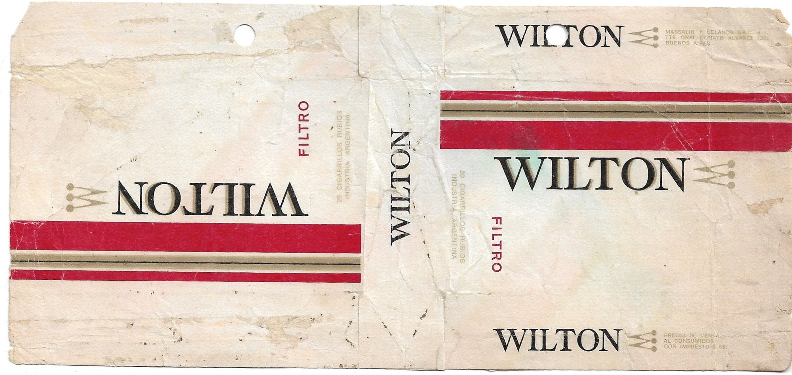 MARQUILLA WILTON 20 CIGARRILLOS INDUSTRIA ARGENTINA SOFT