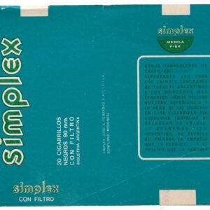 MARQUILLA DE CIGARRILLOS SIMPLEX 20 INDUSTRIA ARGENTINA SOFT