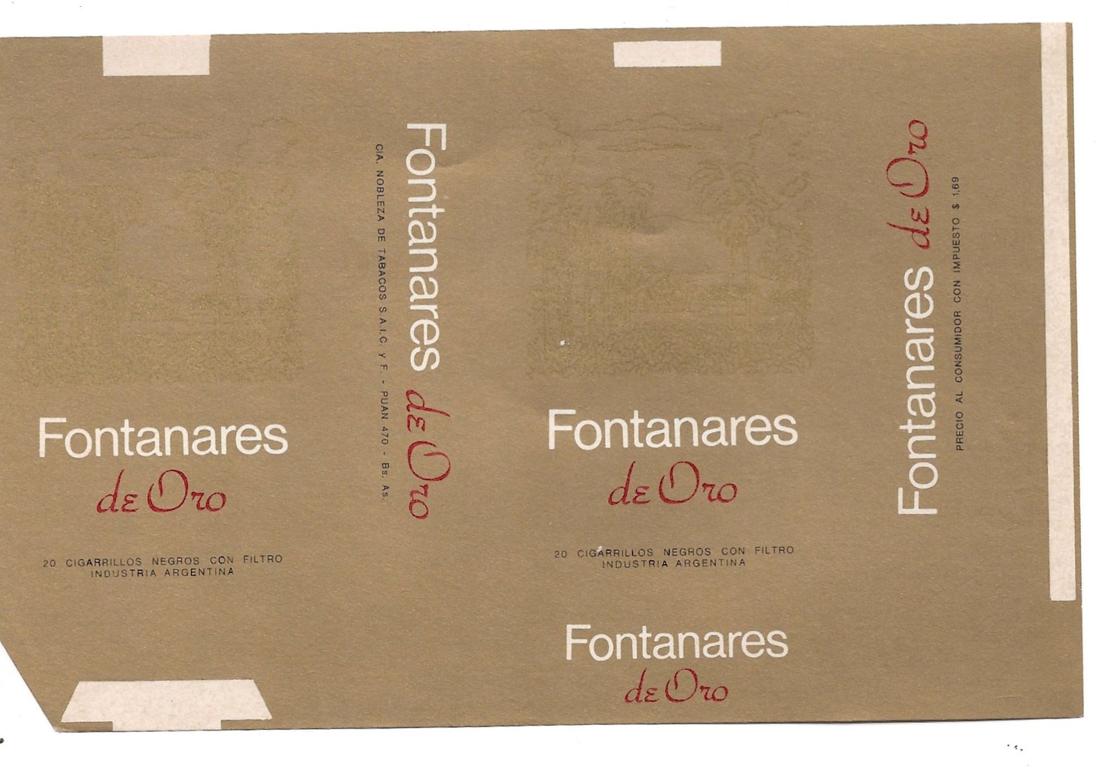 MARQUILLA FONTANARES 20 CIGARRILLOS INDUSTRIA ARGENTINA SOFT