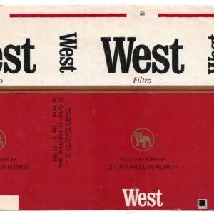 MARQUILLA DE CIGARRILLOS WEST 20 CIGARRILLOS INDUSTRIA ARGENTINA SOFT