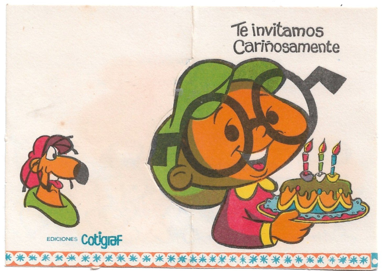 TARJETA DE CUMPLEAÑOS COTIGRAF PUBLICIDAD ANTEOJITOS
