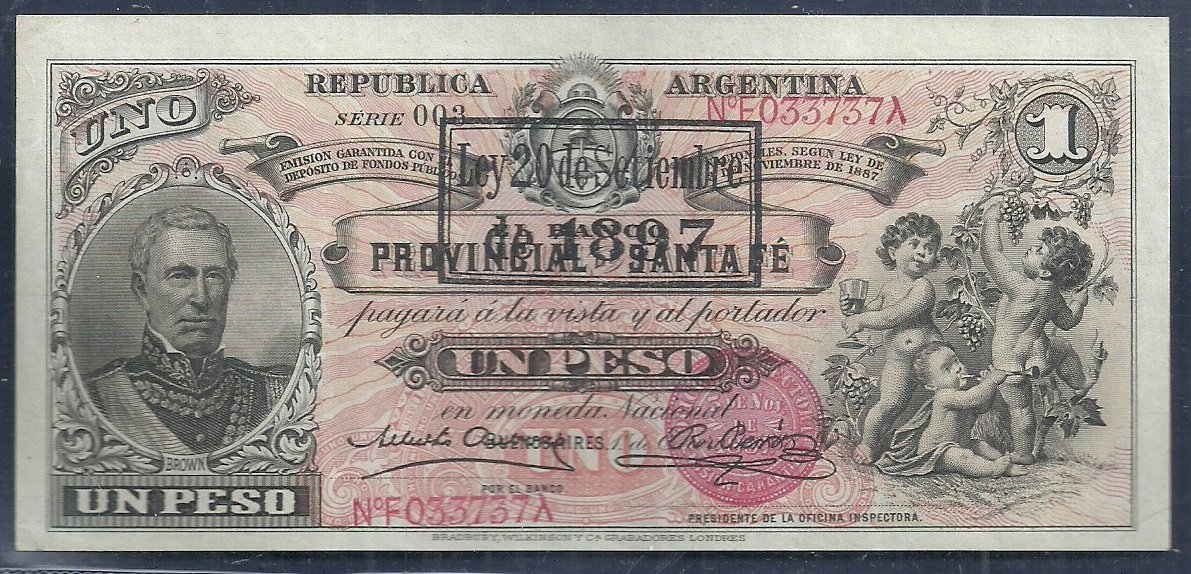 ARGENTINA BANCO GARANTIDO 1 PESO SANTA FE COL 63 C