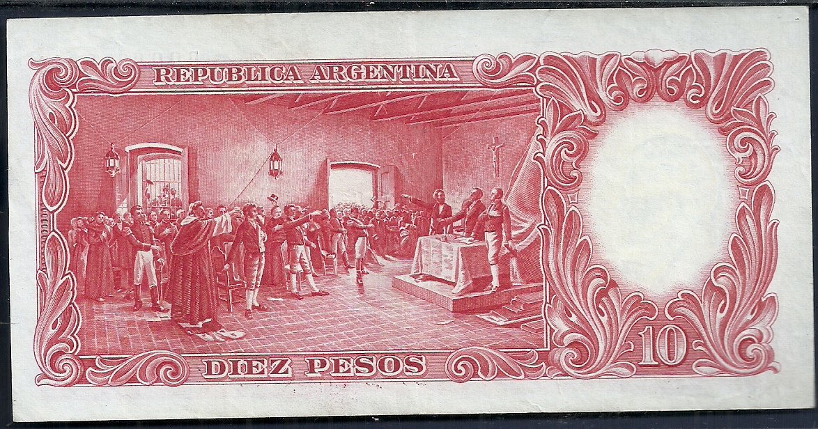 ARGENTINA MONEDA NACIONAL REPOSICION 10 PESOS BOT 1949 XF - Imagen 2