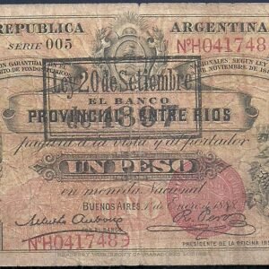 ARGENTINA BANCO GARANTIDO 1 PESO ENTRE RIOS COL 72 A