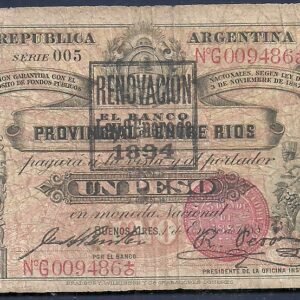 ARGENTINA BANCO GARANTIDO 1 PESO ENTRE RIOS COL 71 D