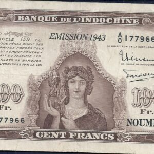 NEW CALEDONIA 100 FRANCS 1943 P 46a vf+