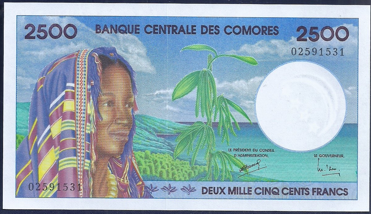 COMORES 2500 FRANCS 1997 P 13 UNC