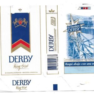 MARQUILLA DERBY TREN DE LAS NUBES 20 CIGARRILLOS INDUSTRIA ARGENTINA SOFT