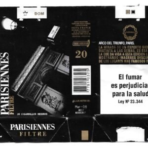 MARQUILLA PARISIENNES 20 CIGARRILLOS INDUSTRIA ARGENTINA