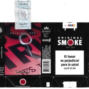 MARQUILLA ORIGINAL SMOKE 20 CIGARRILLOS INDUSTRIA ARGENTINA SOFT