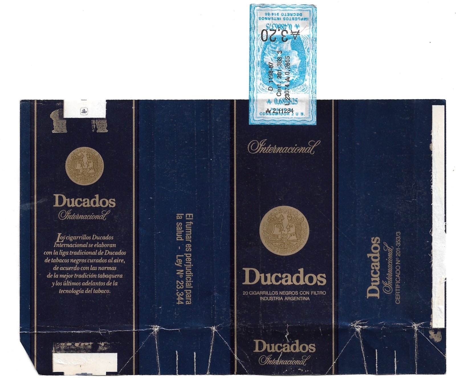 MARQUILLA DUCADOS 20 CIGARRILLOS INDUSTRIA ARGENTINA SOFT