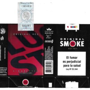 MARQUILLA ORIGINAL SMOKE 20 CIGARRILLOS INDUSTRIA ARGENTINA SOFT