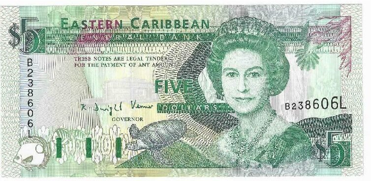 SANTA LUCIA 5 DOLARES 1993 UNC
