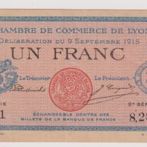 FRANCIA 1 FRANC CHAMBRE DE COMERCE 1915