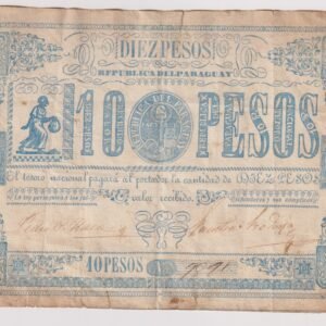 PARAGUAY 10 PESOS 1865 MC 34