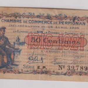 FRANCIA 50 CENTIMOS CHAMBRE DE COMERCE 1916