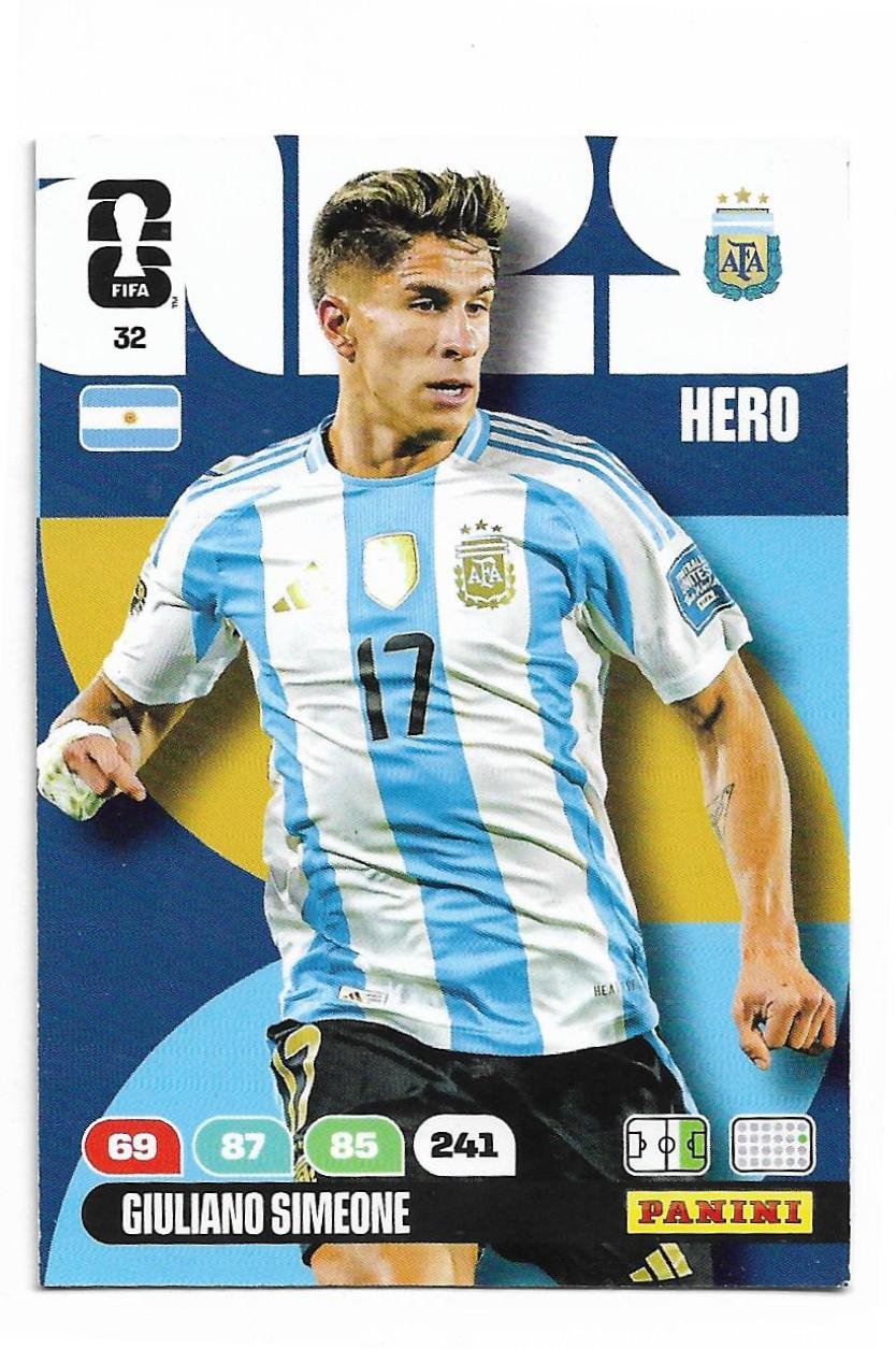 ADRENALYN OFFICIAL TRADING CARDS MUNDIAL 2026 GUILIANO SIMEONE N°32