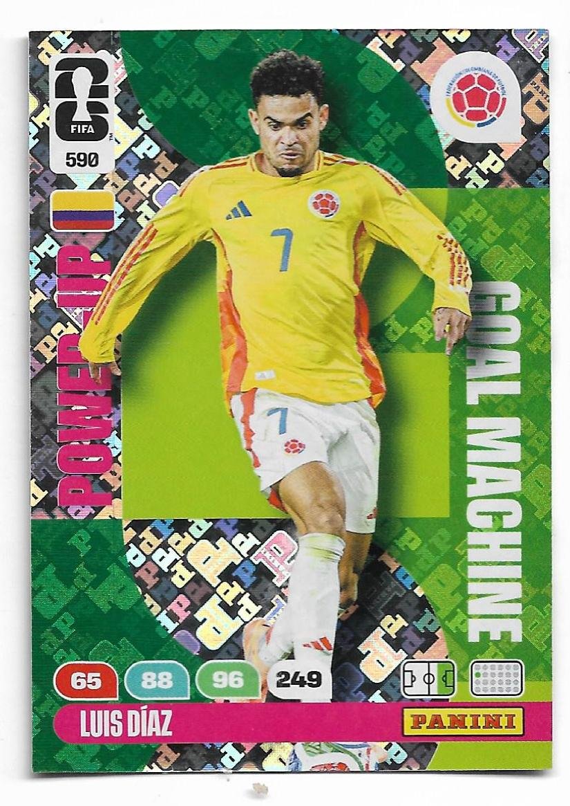 ADRENALYN OFFICIAL TRADING CARDS MUNDIAL 2026 GOAL MACHINE LUIS DÍAZ N°590