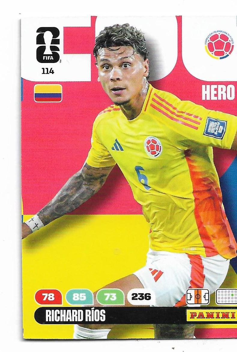 ADRENALYN OFFICIAL TRADING CARDS MUNDIAL 2026 RICHARD RÍOS N°114