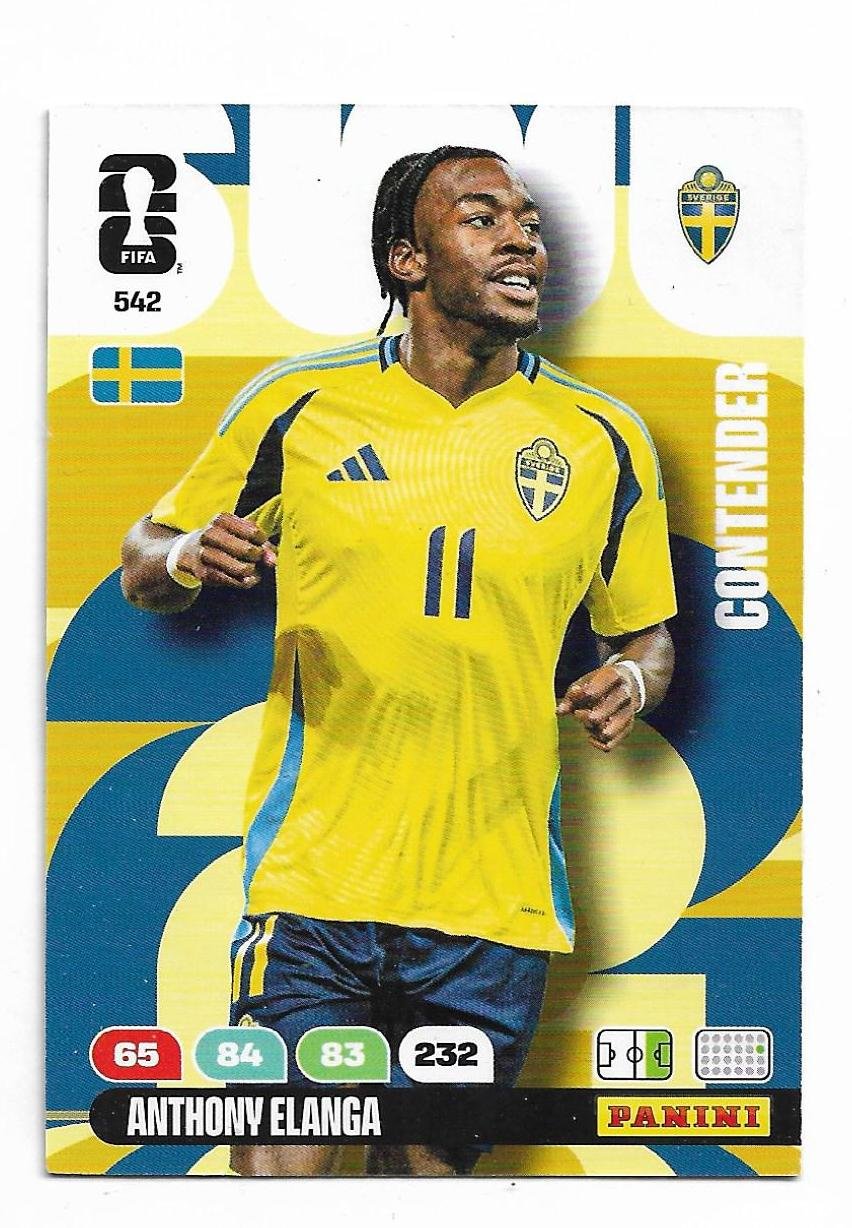 ADRENALYN OFFICIAL TRADING CARDS MUNDIAL 2026 ANTHONY ELANGA N°542