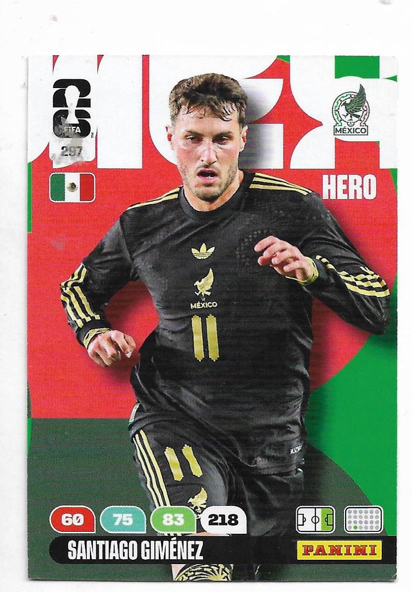 ADRENALYN OFFICIAL TRADING CARDS MUNDIAL 2026 SANTIAGO GIMÉNEZ  N°297
