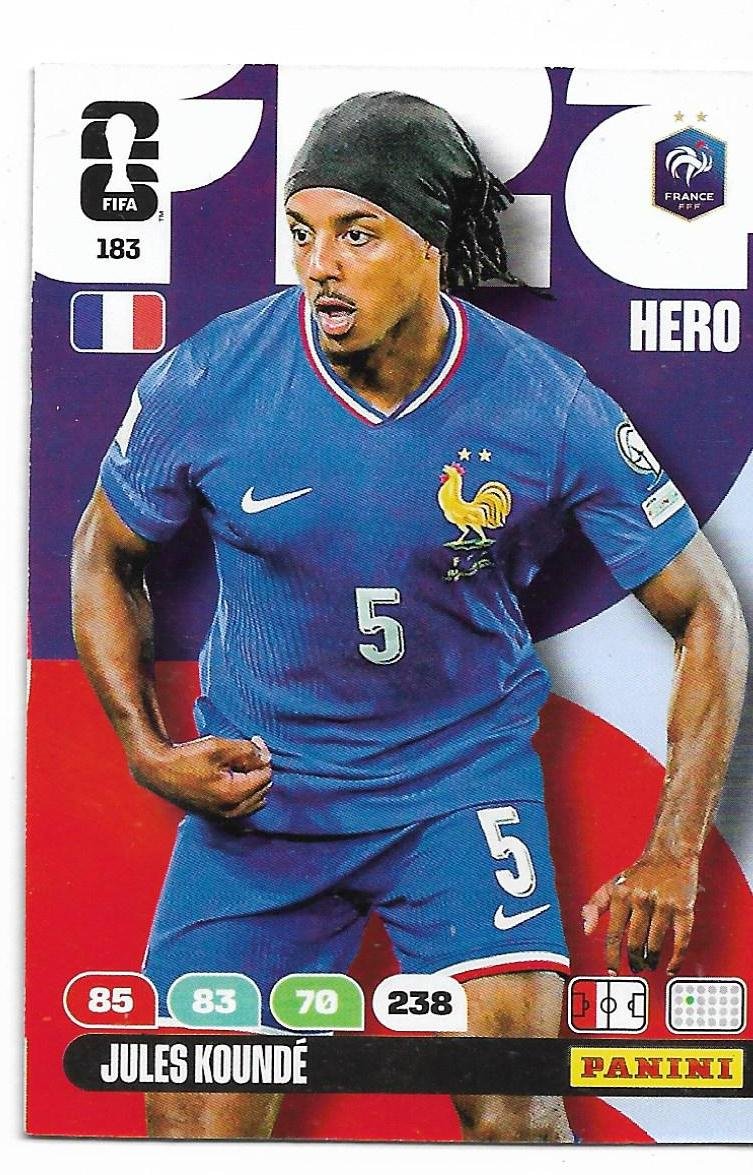 ADRENALYN OFFICIAL TRADING CARDS MUNDIAL 2026 JULES KOUNDÉ N°183