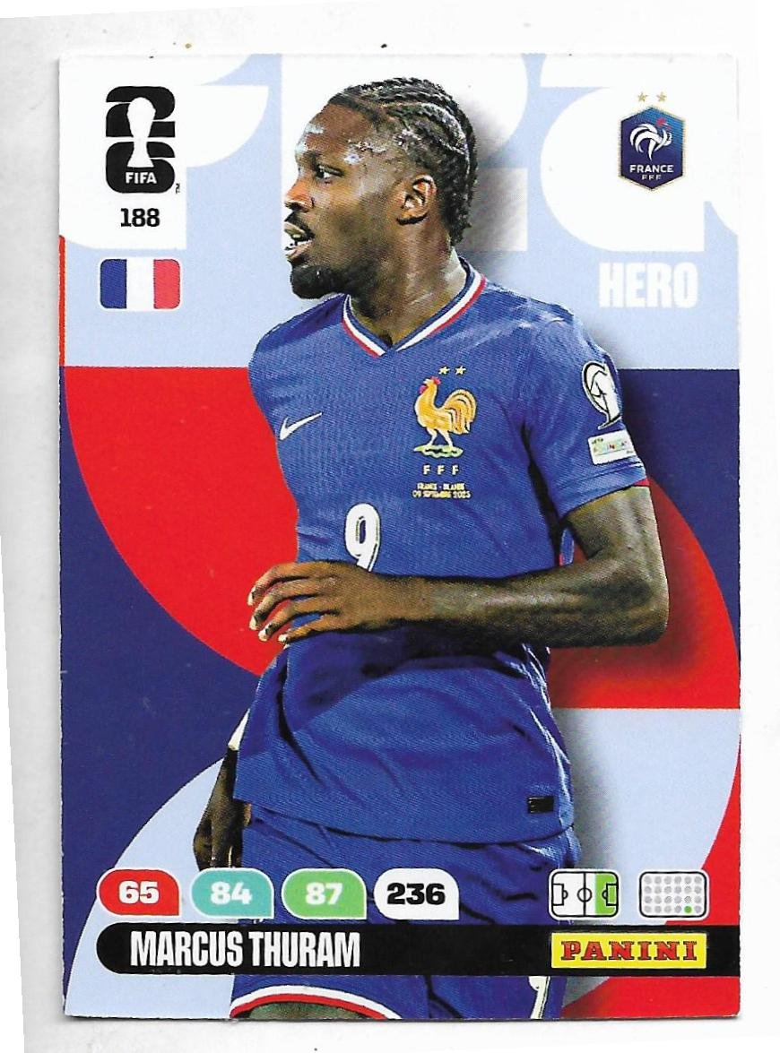 ADRENALYN OFFICIAL TRADING CARDS MUNDIAL 2026 MARCUS THURAM N°188