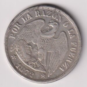 CHILE 1 PESO 1872 PLATA XF-