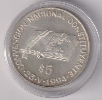 ARGENTINA PROOF CONSTITUYENTE 5 PESOS PLATA - Imagen 2