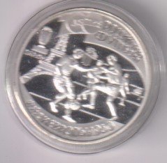 RUSIA 1 RUBLO CENTENARIO DE FUTBOL 1997 PLATA