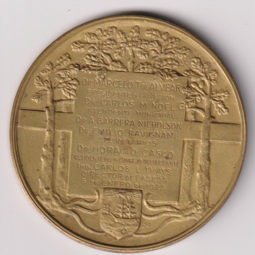 MEDALLA PLAZA ARISTOBULO DEL VALLE 1926 - Imagen 2