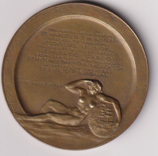 MEDALLA BUENOS AIRES COSTANERA 1924 - Imagen 2