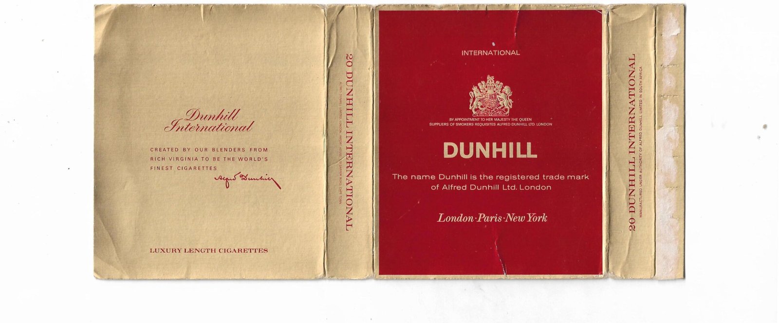 MARQUILLA DUNHILL 20 CIGARRILLOS SUDÁFRICA