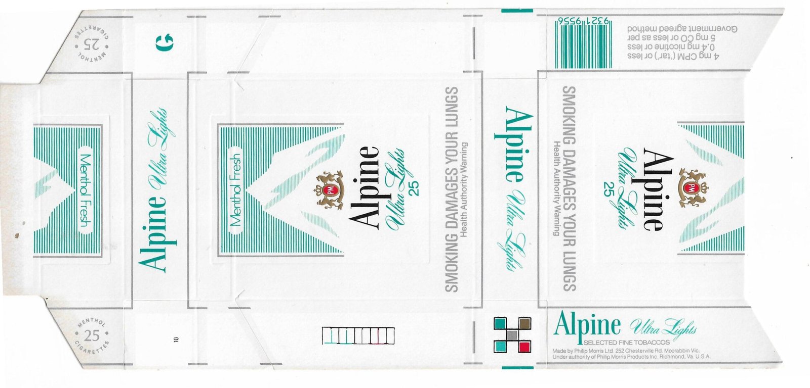 MARQUILLA ALPINE 25 CIGARRILLOS AUSTRALIA BOX