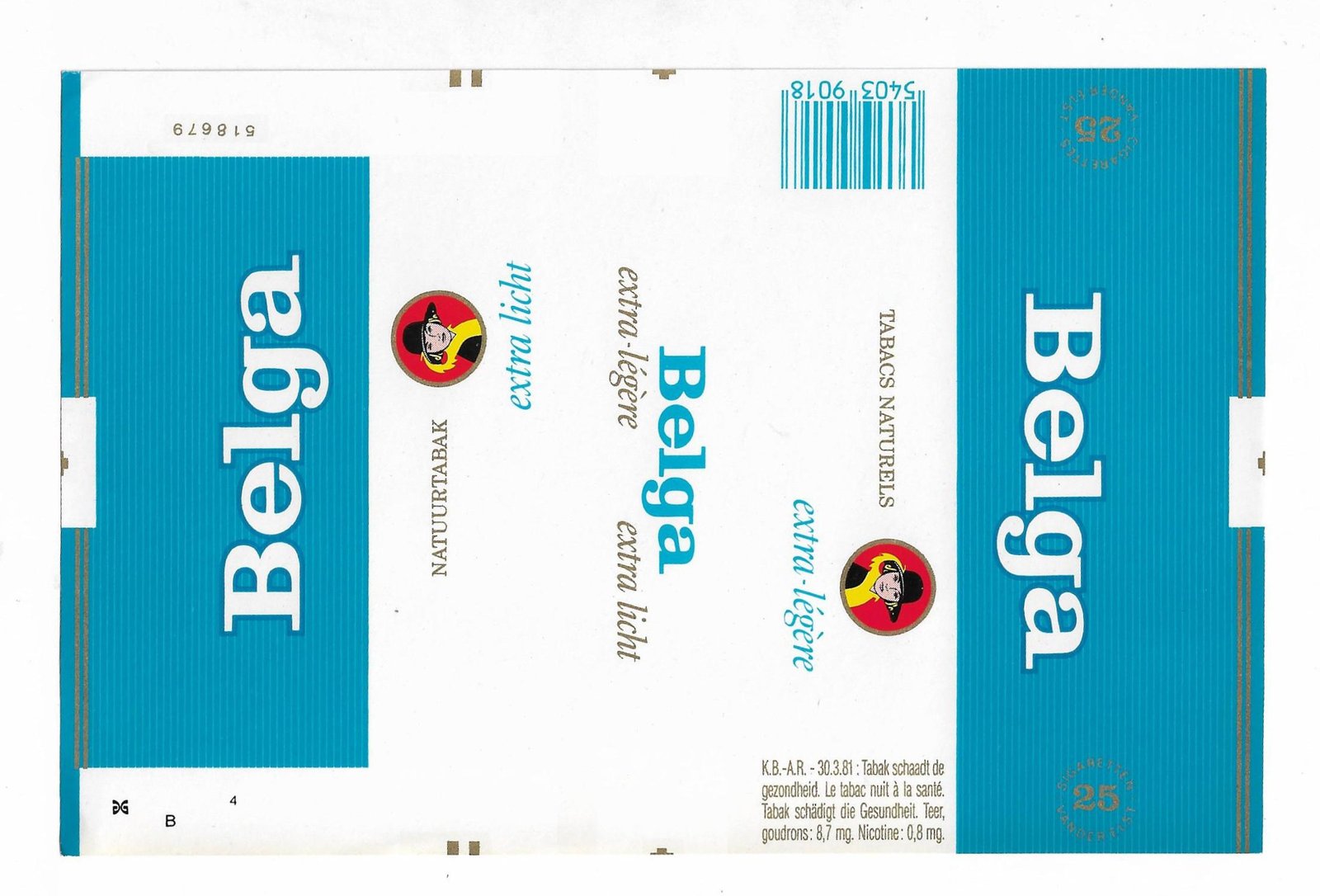 MARQUILLA BELGA 25 CIGARRILLOS BÉLGICA