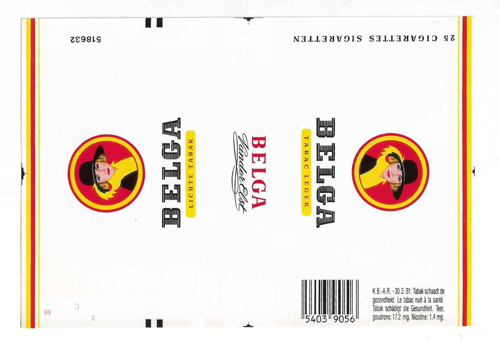 MARQUILLA BELGA 25 CIGARRILLOS BÉLGICA