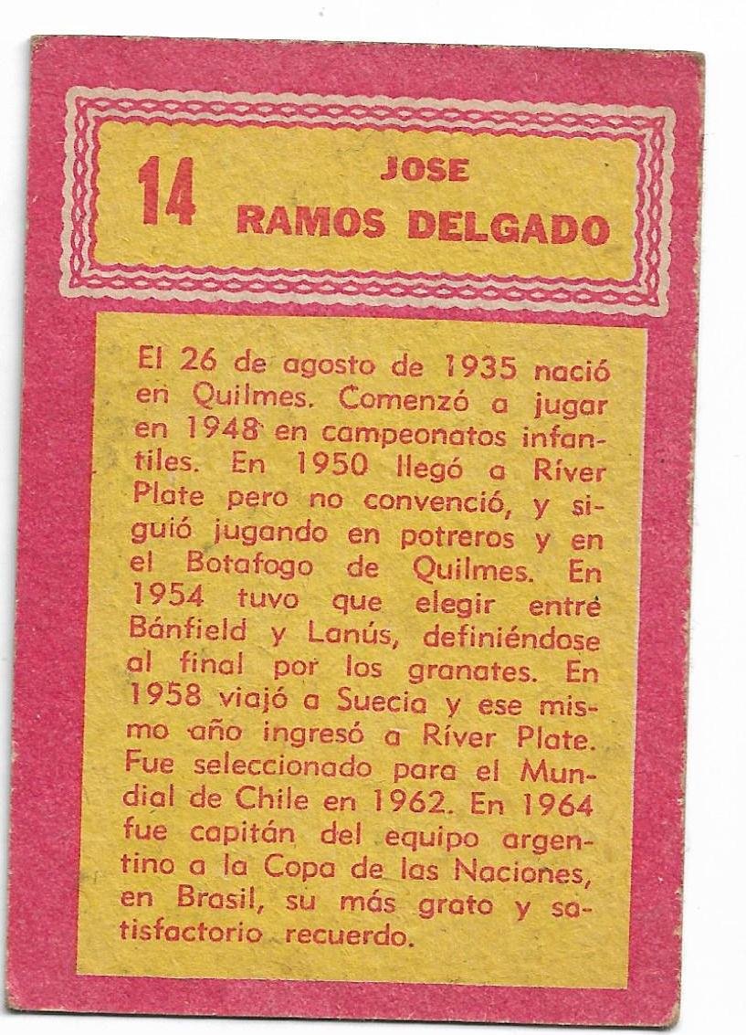 FIGURITA DEL ALBUM GOLASO TARJETON FUTBOL 1965 JOSE RAMOS DELGADO N° 14