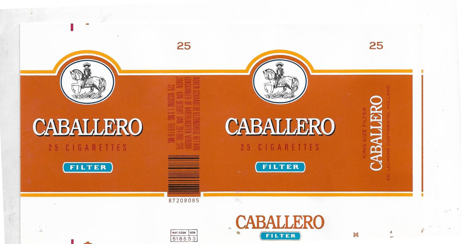 MARQUILLA CABALLERO 25 CIGARRILLOS HOLANDA