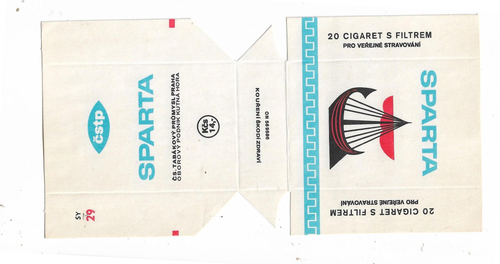 MARQUILLA SPARTA 20 CIGARRILLOS CHECOSLOVAQUIA