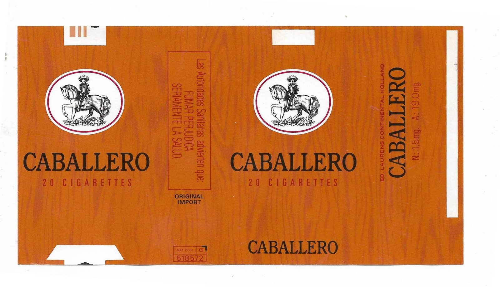 MARQUILLA CABALLERO 20 CIGARRILLOS HOLANDA
