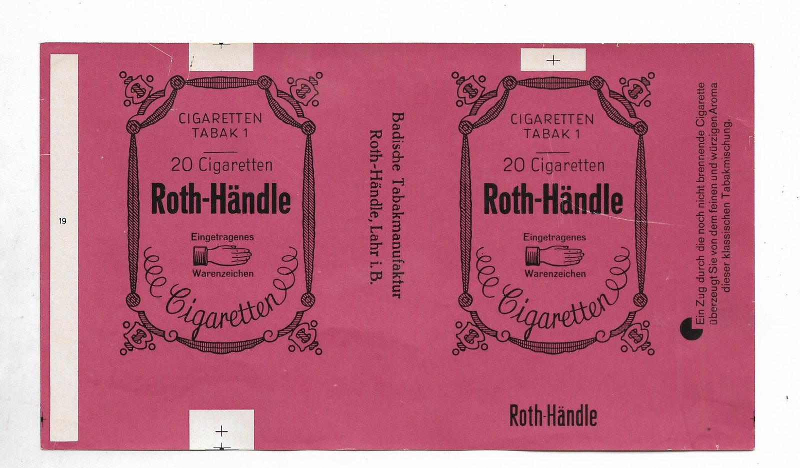 MARQUILLA ROTH-HANDLE 20 CIGARRILLOS ALEMANIA