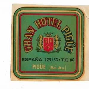 CALCOMANIA DEL HOTEL PIGUE DE ESPAÑA