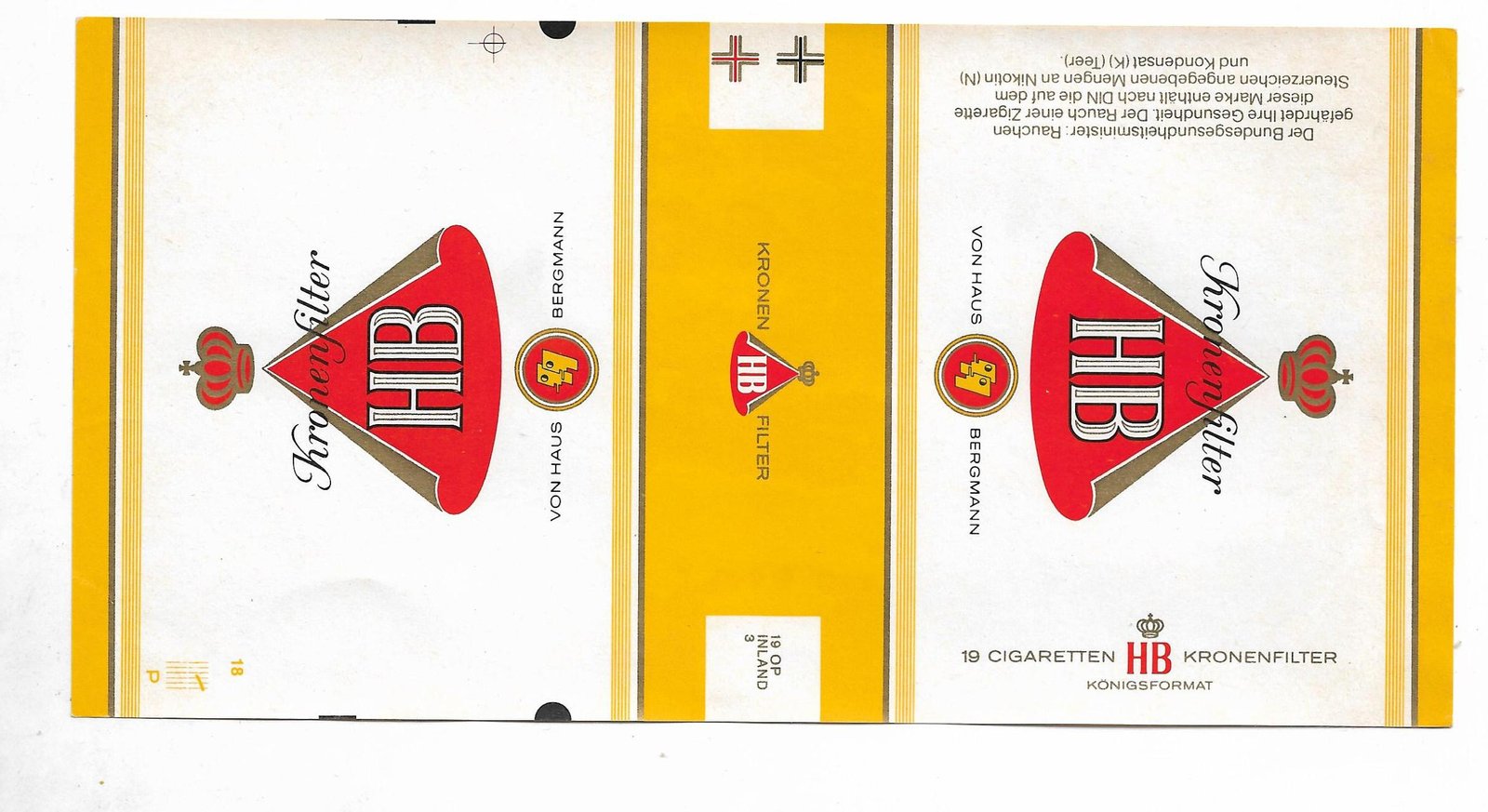 MARQUILLA KRONENFILTER 19 CIGARRILLOS ALEMANIA