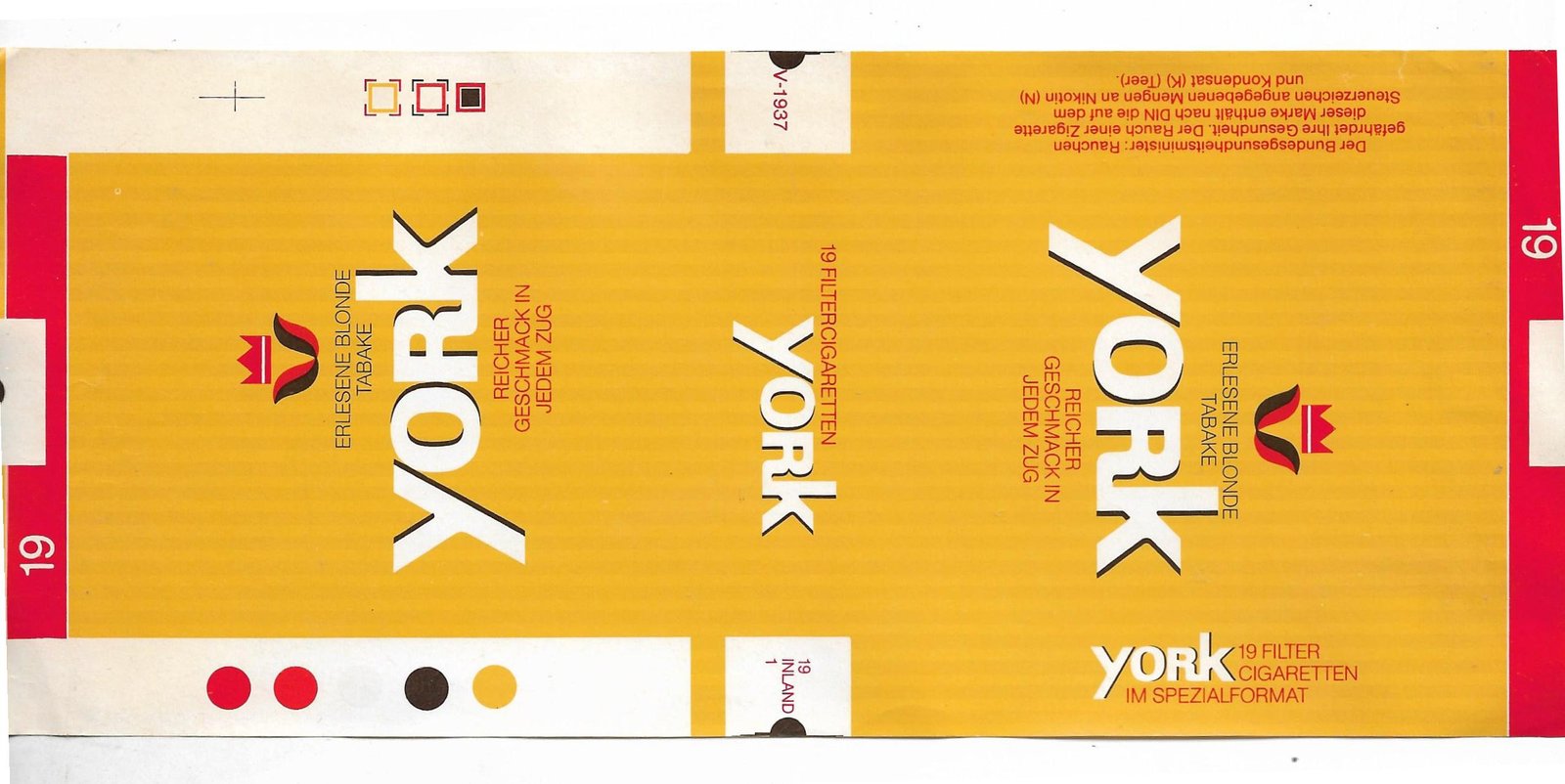 MARQUILLA YORK 19 CIGARRILLOS ALEMANIA