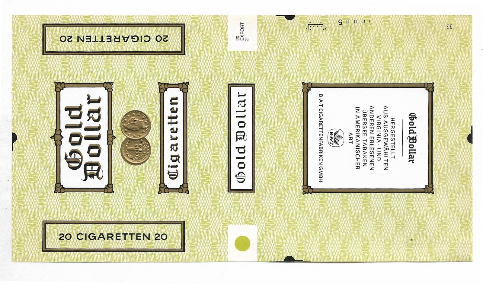 MARQUILLA GOLD DOLLAR 20 CIGARRILLOS ALEMANIA