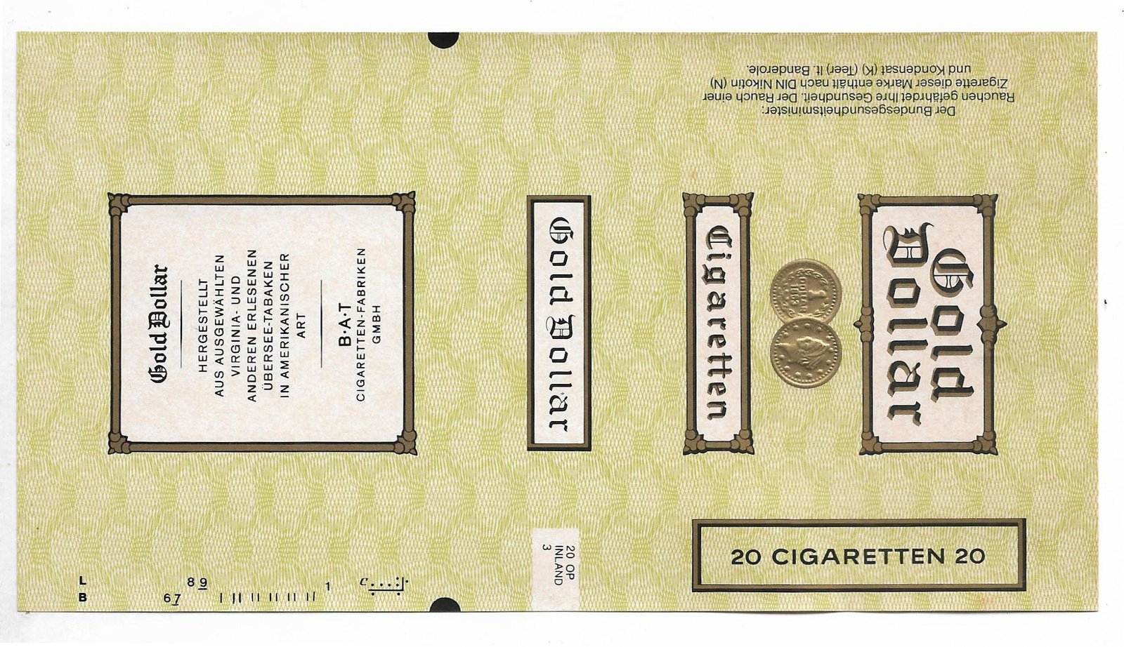 MARQUILLA GOLD DOLLAR 20 CIGARRILLOS ALEMANIA