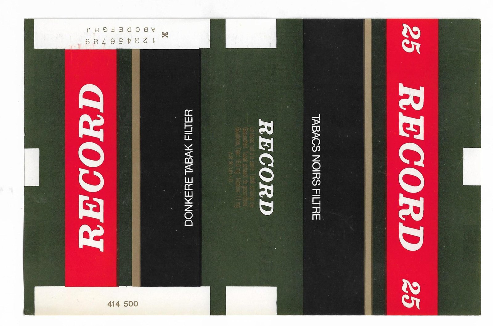 MARQUILLA RECORD 25 CIGARRILLOS BÉLGICA