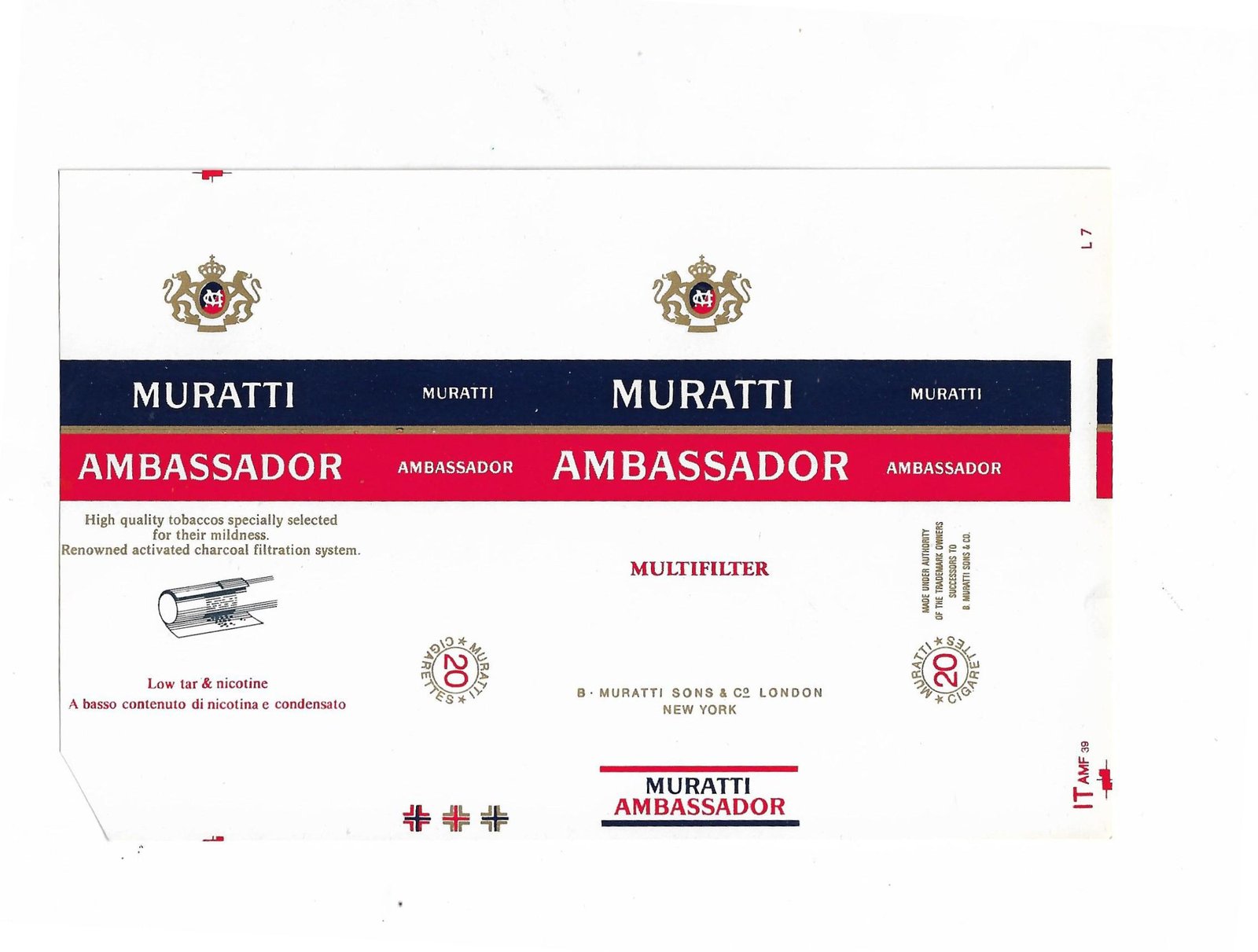 MARQUILLA MURATTI AMBASSADOR 20 CIGARRILLOS BÉLGICA
