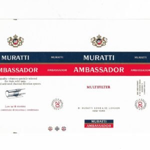 MARQUILLA MURATTI AMBASSADOR 20 CIGARRILLOS BÉLGICA